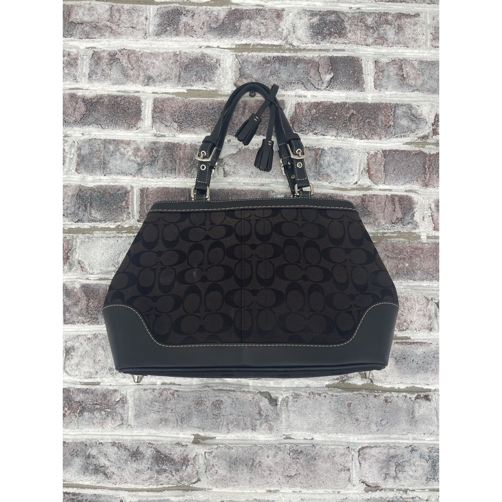 Vintage Coach Signature Handbag Black Canvas & Leather C05W-6830 Y2K